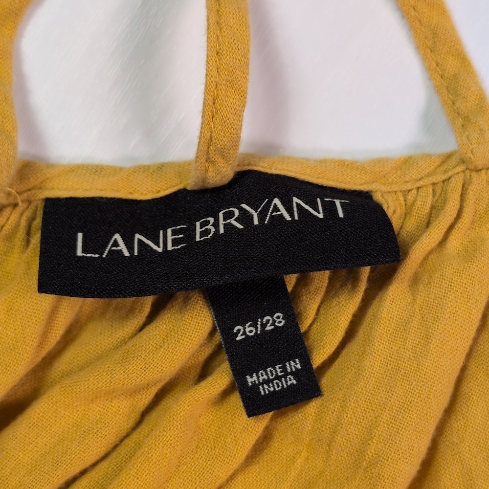 Lane Bryant Mustard Yellow Macrame Back Crochet Lace Hem Cami Top Plus Size 4X - Picture 7 of 10